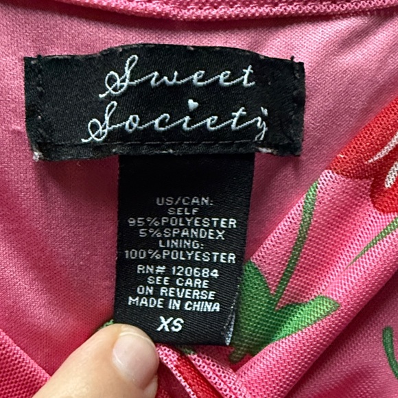 Sweet Society Pink Cherry Print Mini Dress, XS - Picture 2 of 4